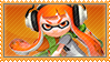 An orange-themed stamp that has a Splatoon inkling on it, with long, orange hair and blunt bangs. The inkling also wears headphones.